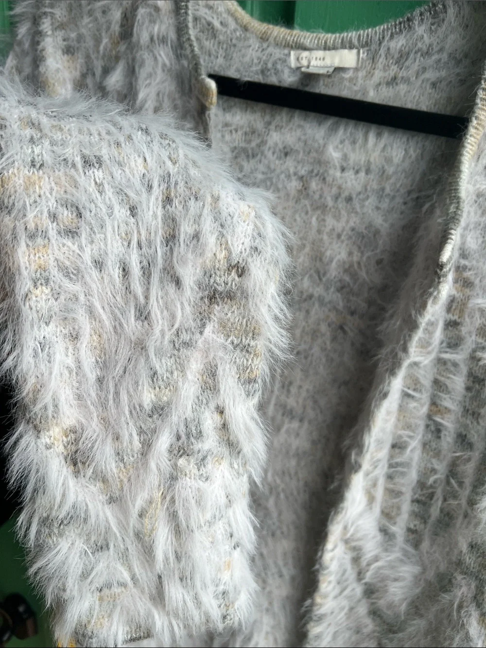Fuzzy Open-Front Cardigan Sweater by Cato - Light Gray - Medium
